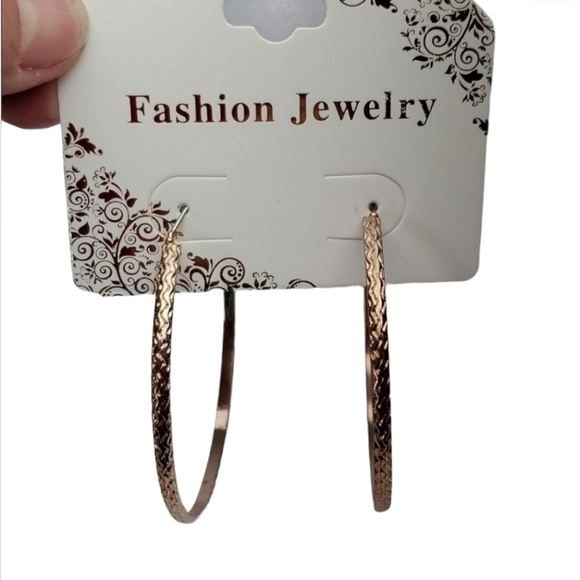 Gold plated 2.5" Hoop Earrings - Picture 6 of 6